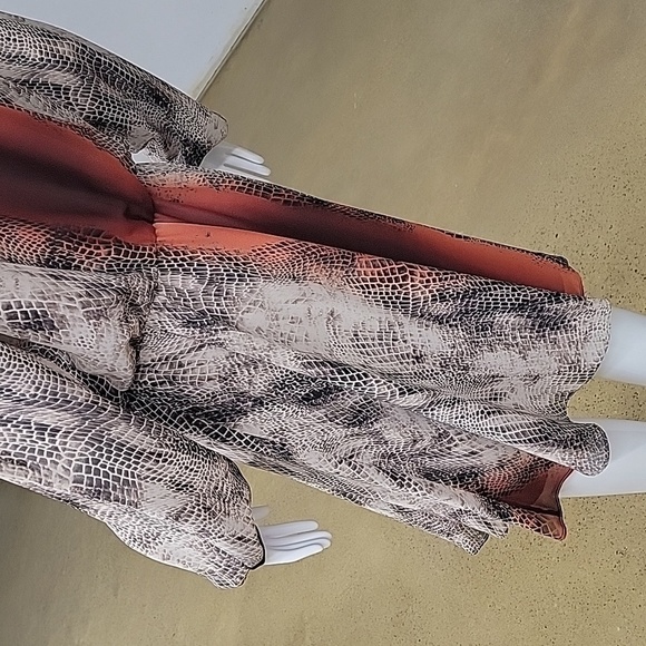 Nine West Long Sleeve Snake Print Elastic Waist Midi Dress Size 14 - Picture 7 of 14